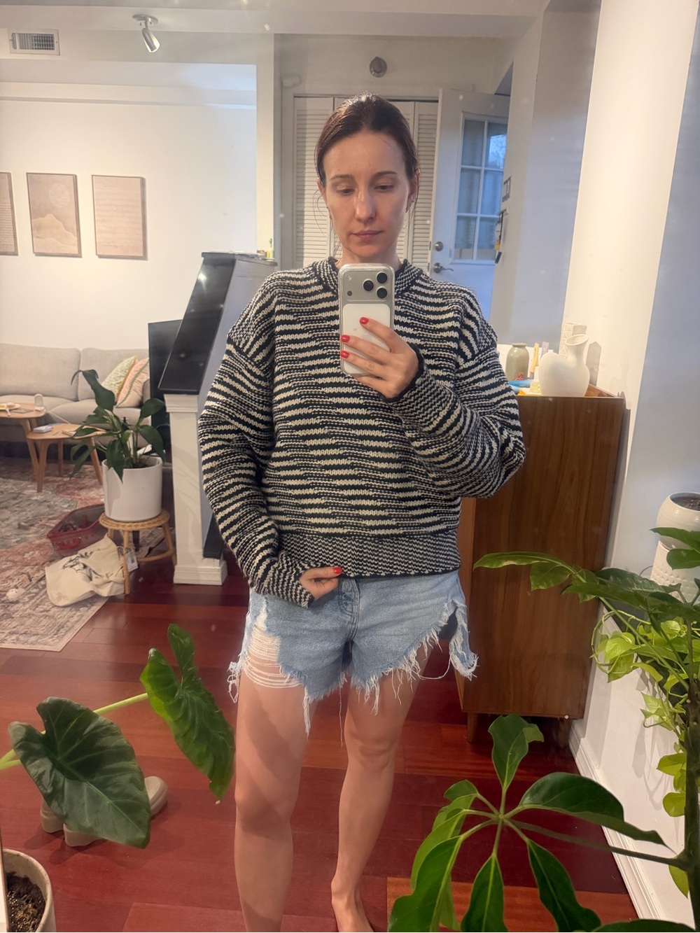 Rag and Bone Striped Black and White Crewneck Sweater - Women's